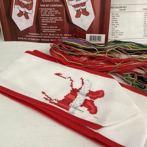 Cross-Stitch BOW TIES Christmas Kit "MR. & MRS. CLAUS" 08109 Opened Started WIP - Picture 5 of 11